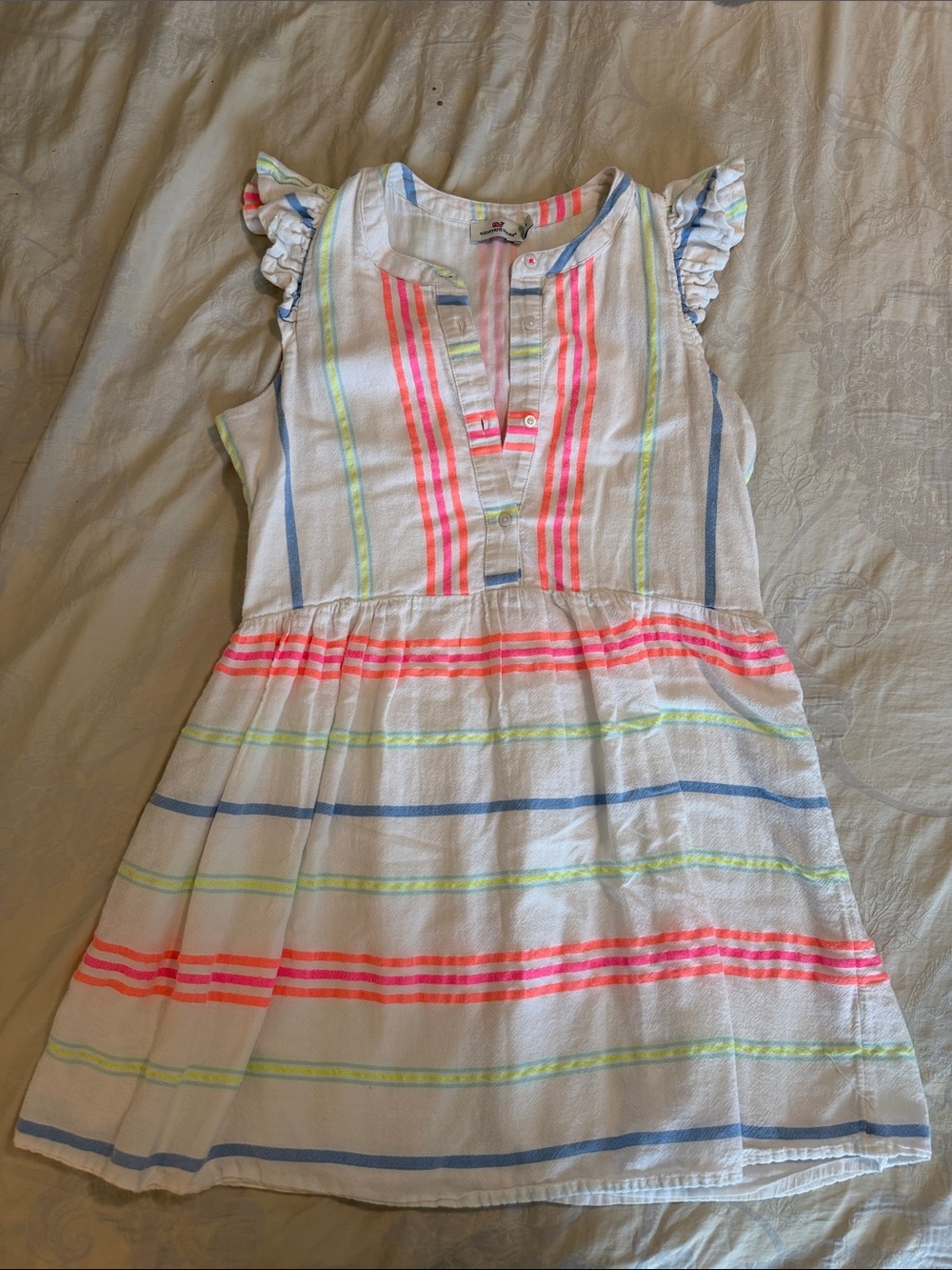 Vineyard Vines women’s Sleeveless Midi Dress w/ Pink, Blue, Lime Stripes size 4